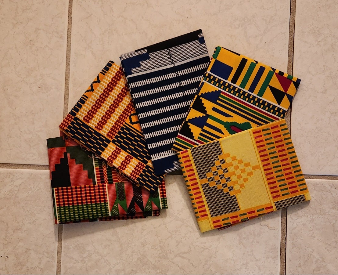 Fat Quarters Mudcloth Print/Kente Family shades/5 pcs African Print Ankara Bulk 18"×22".