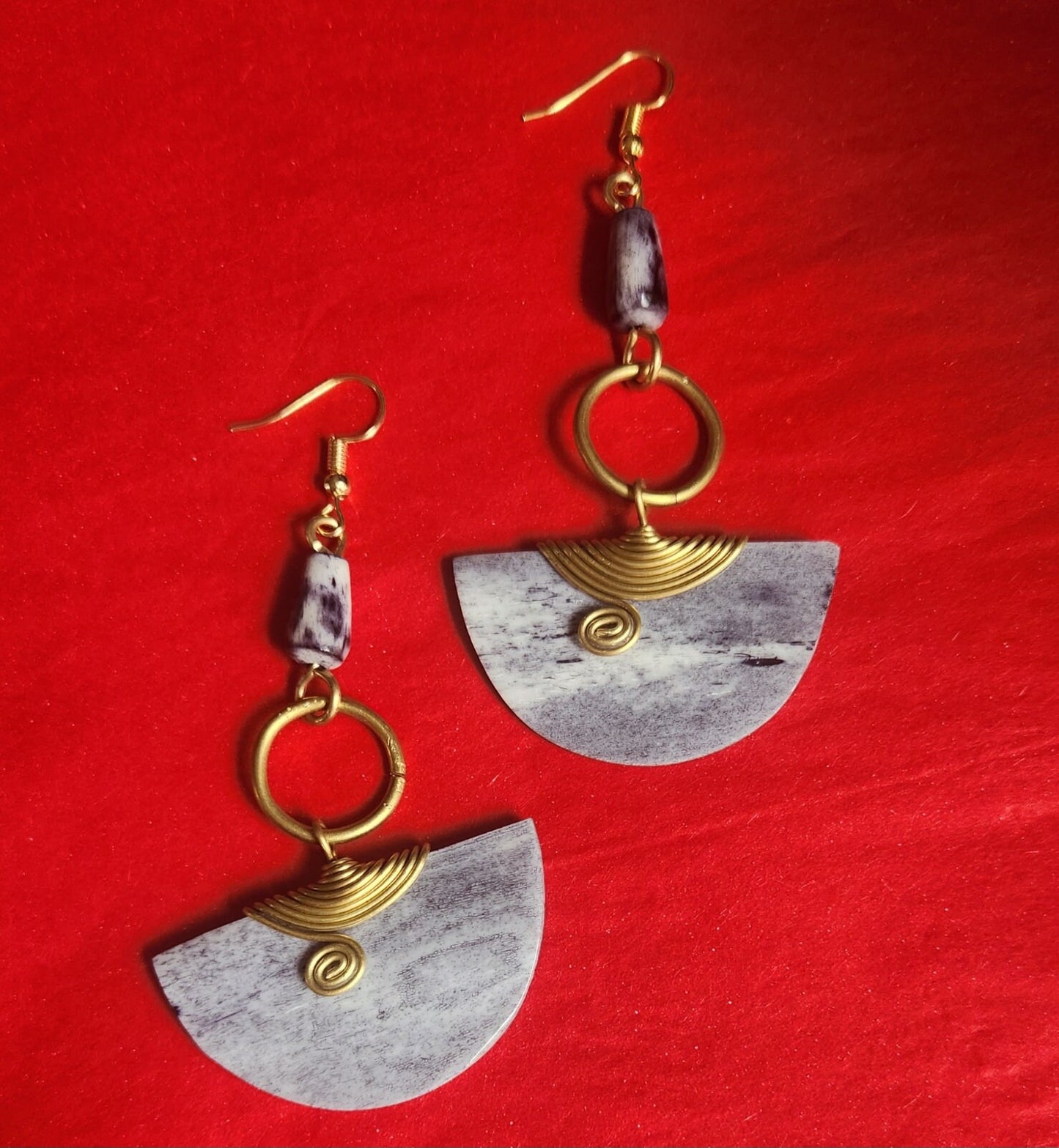 Kenya Dangling Drop Bone Earrings/Gothic Statement Earrings/Ethnic Boho Earrings 3.5".