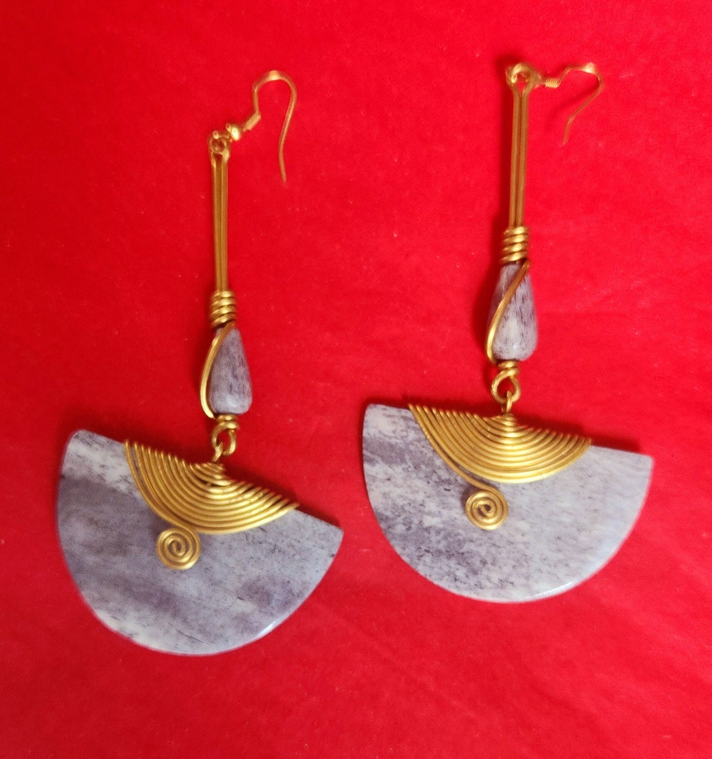 African Dangling Drop Bone Earrings/Gothic Statement Earrings/Ethnic Boho Earrings 3.5".