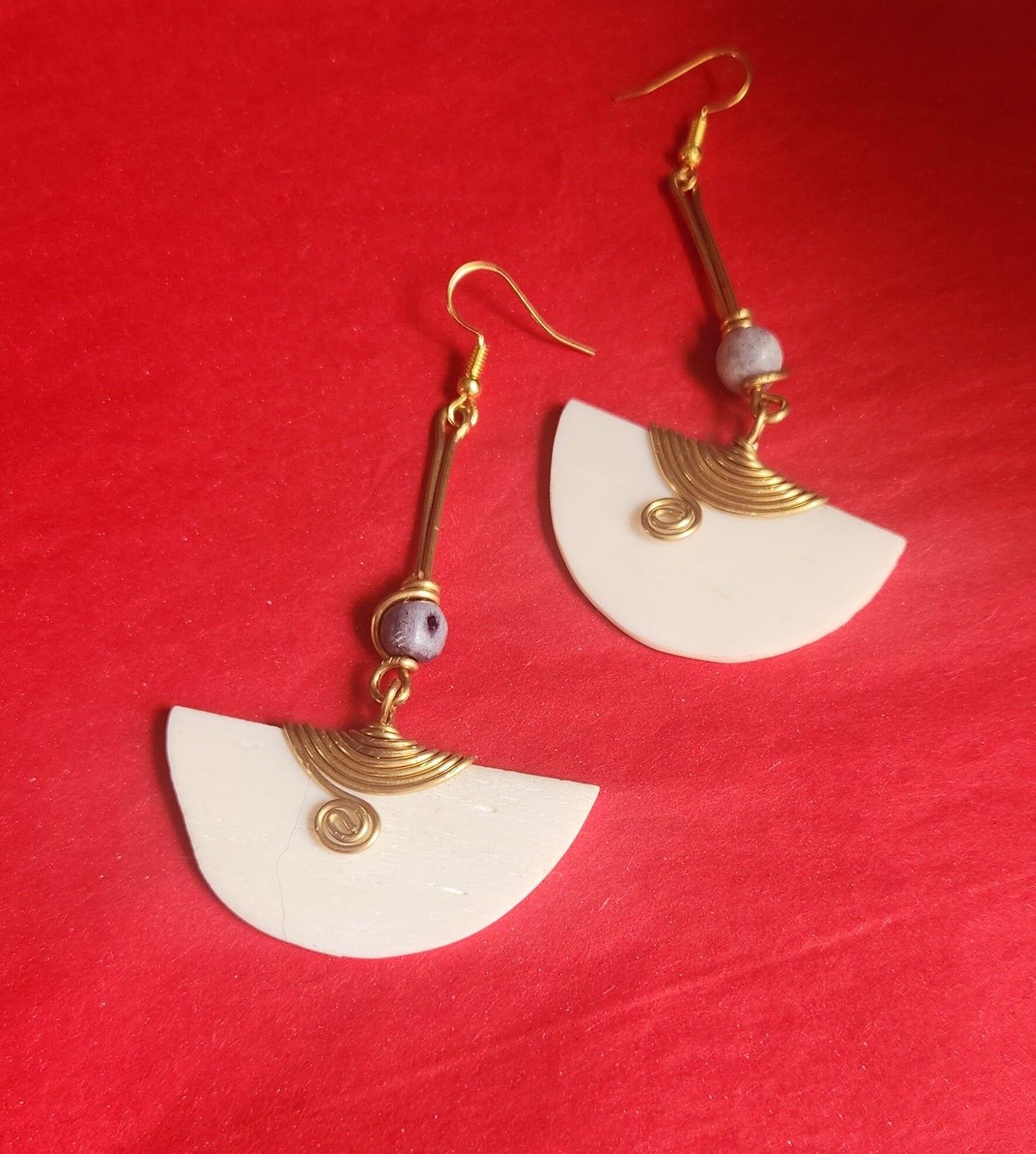 African Dangling Drop Bone Earrings/Gothic Statement Earrings/Ethnic Boho Earrings 3.5".