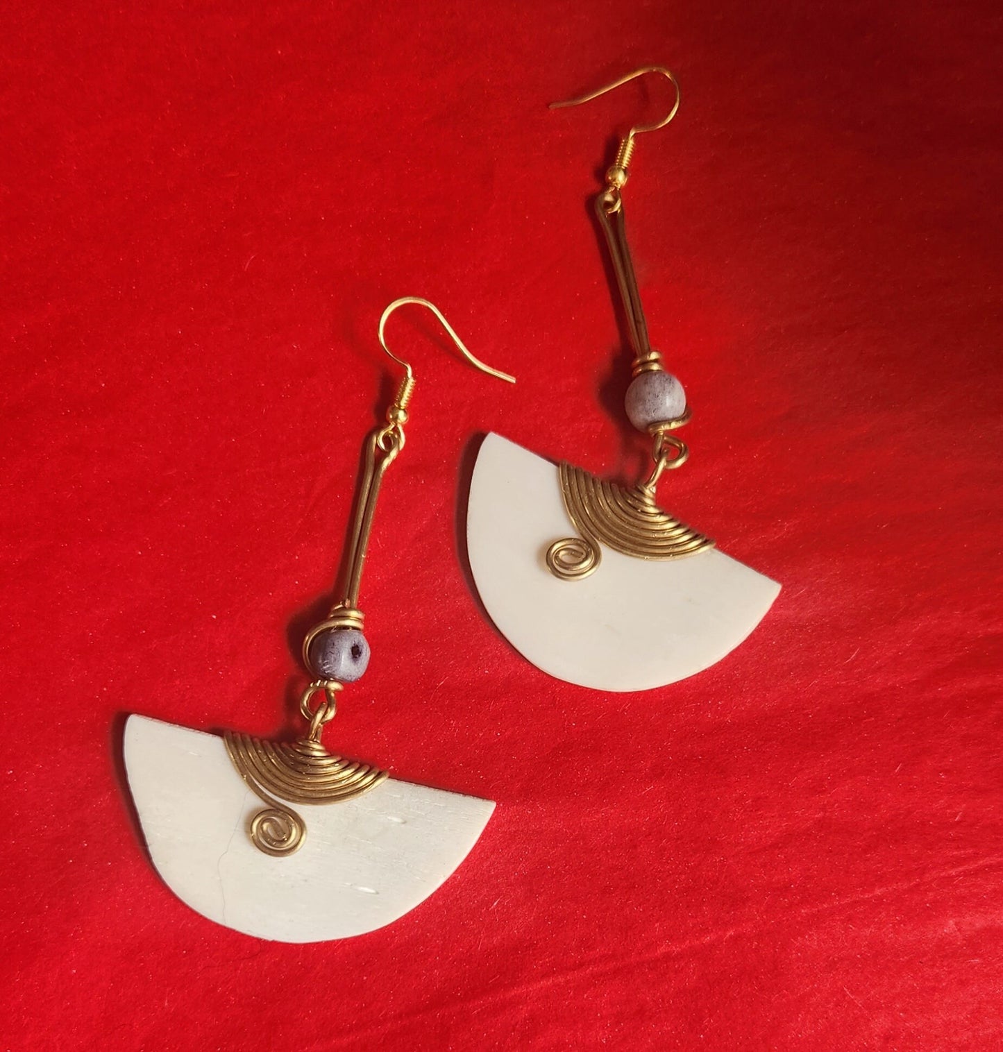 African Dangling Drop Bone Earrings/Gothic Statement Earrings/Ethnic Boho Earrings 3.5".