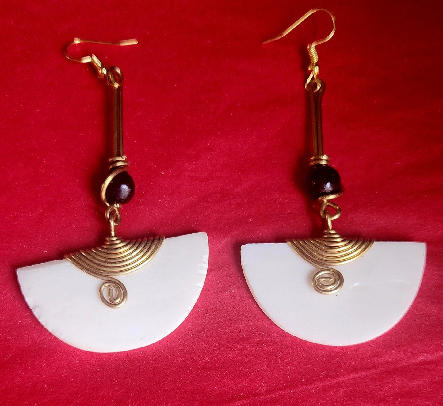 African Dangling Drop Bone Earrings/Gothic Statement Earrings/Ethnic Boho Earrings 3.5".