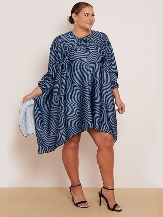 Minala Ladies Zebra Print Tunic Kaftan Dress.