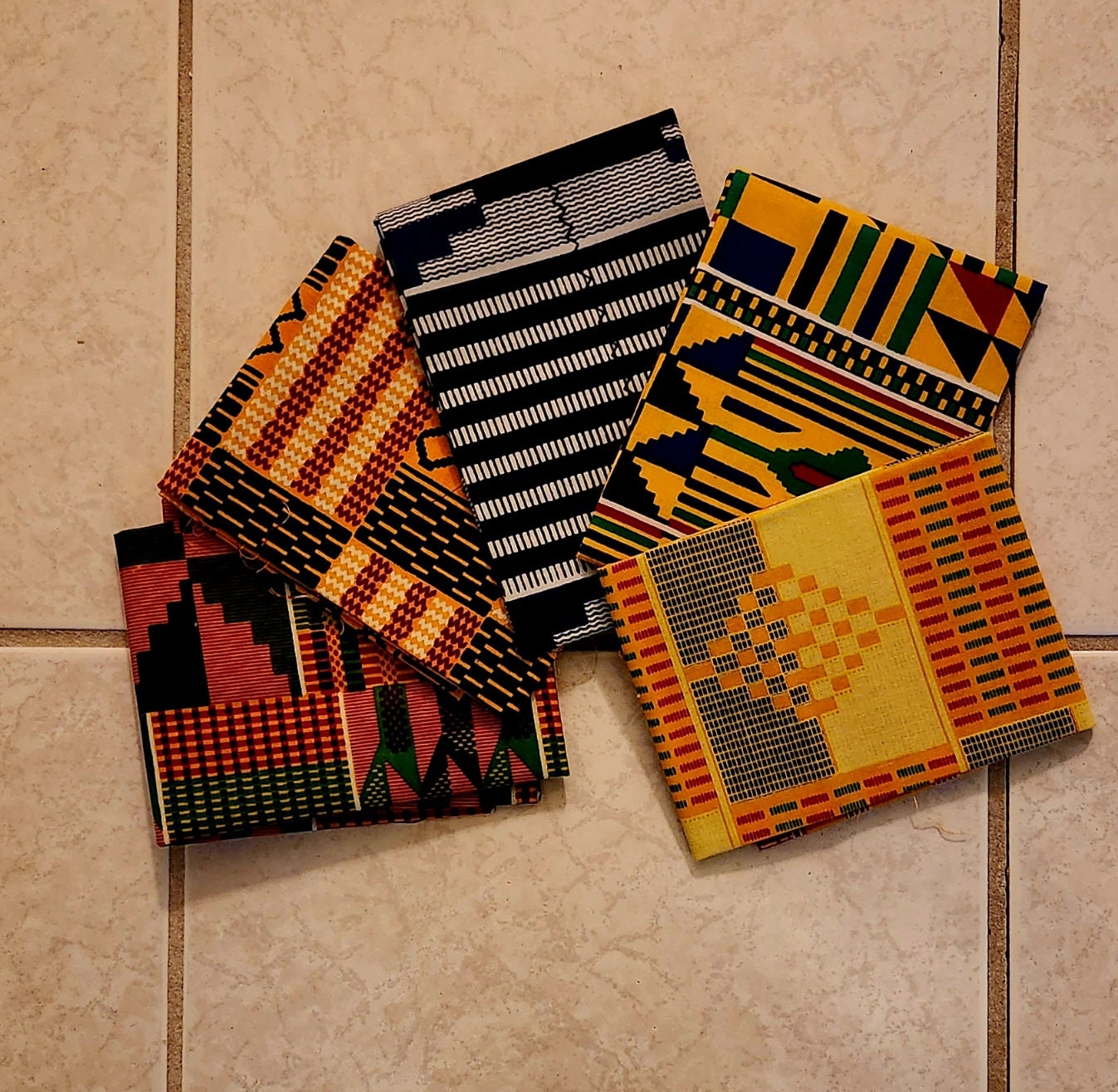 Fat Quarters Mudcloth Print/Kente Family shades/5 pcs African Print Ankara Bulk 18"×22".