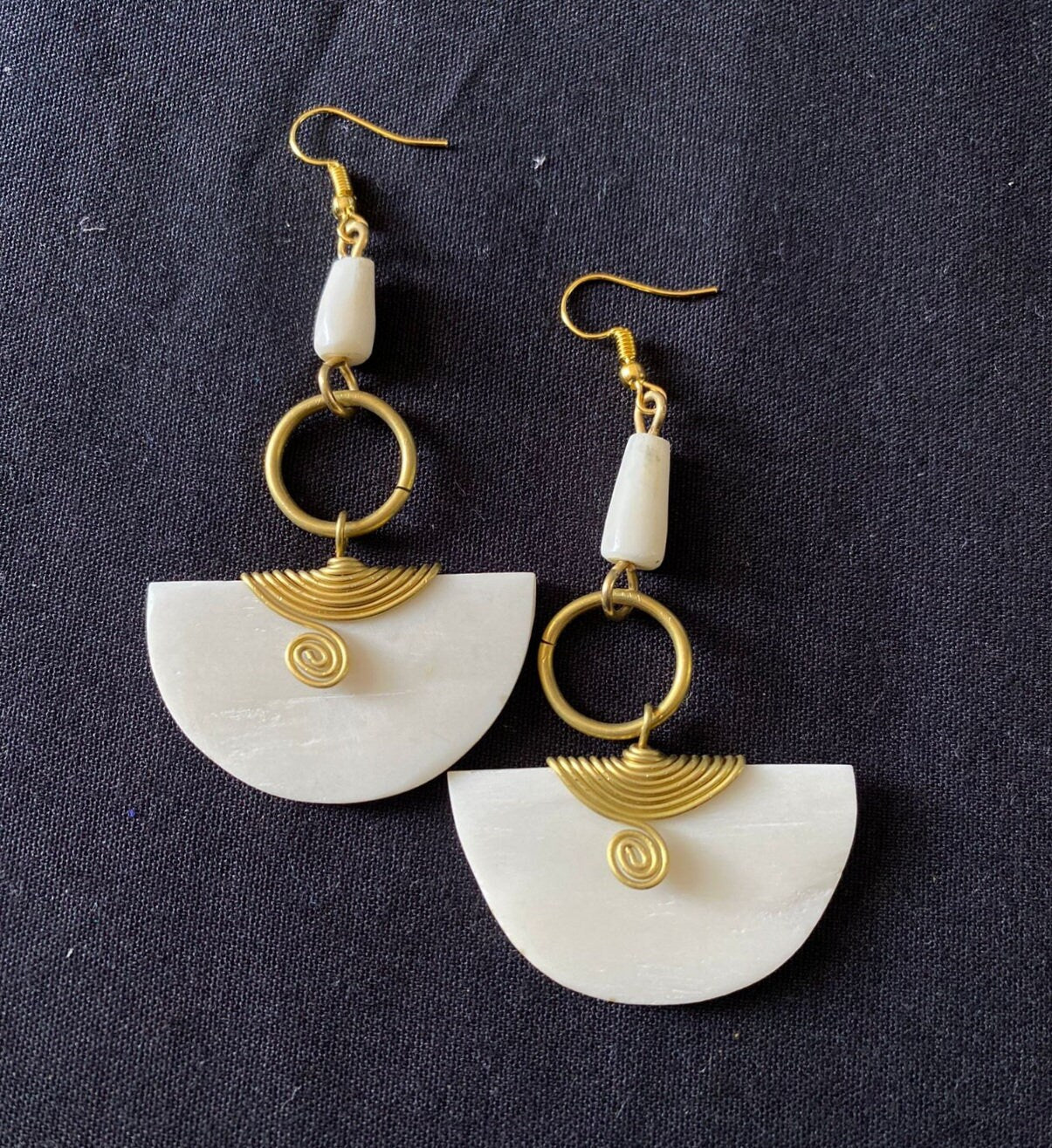 Kenya Dangling Drop Bone Earrings/Gothic Statement Earrings/Ethnic Boho Earrings 3.5".