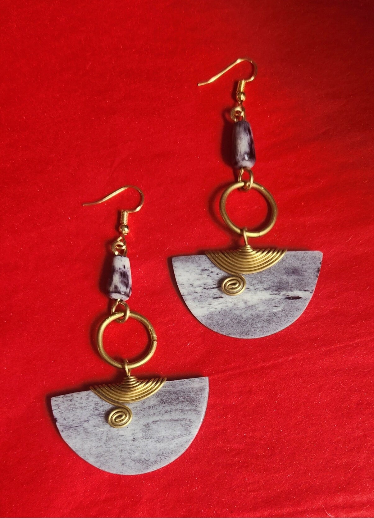 Kenya Dangling Drop Bone Earrings/Gothic Statement Earrings/Ethnic Boho Earrings 3.5".