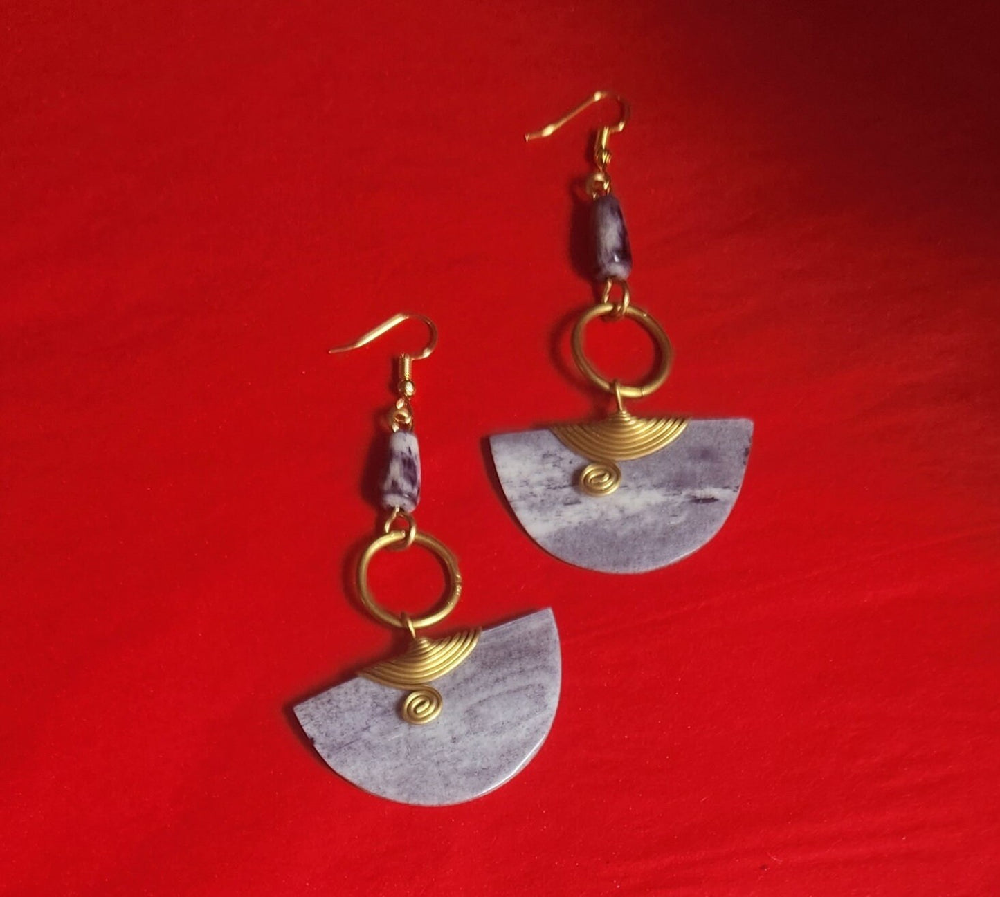 Kenya Dangling Drop Bone Earrings/Gothic Statement Earrings/Ethnic Boho Earrings 3.5".