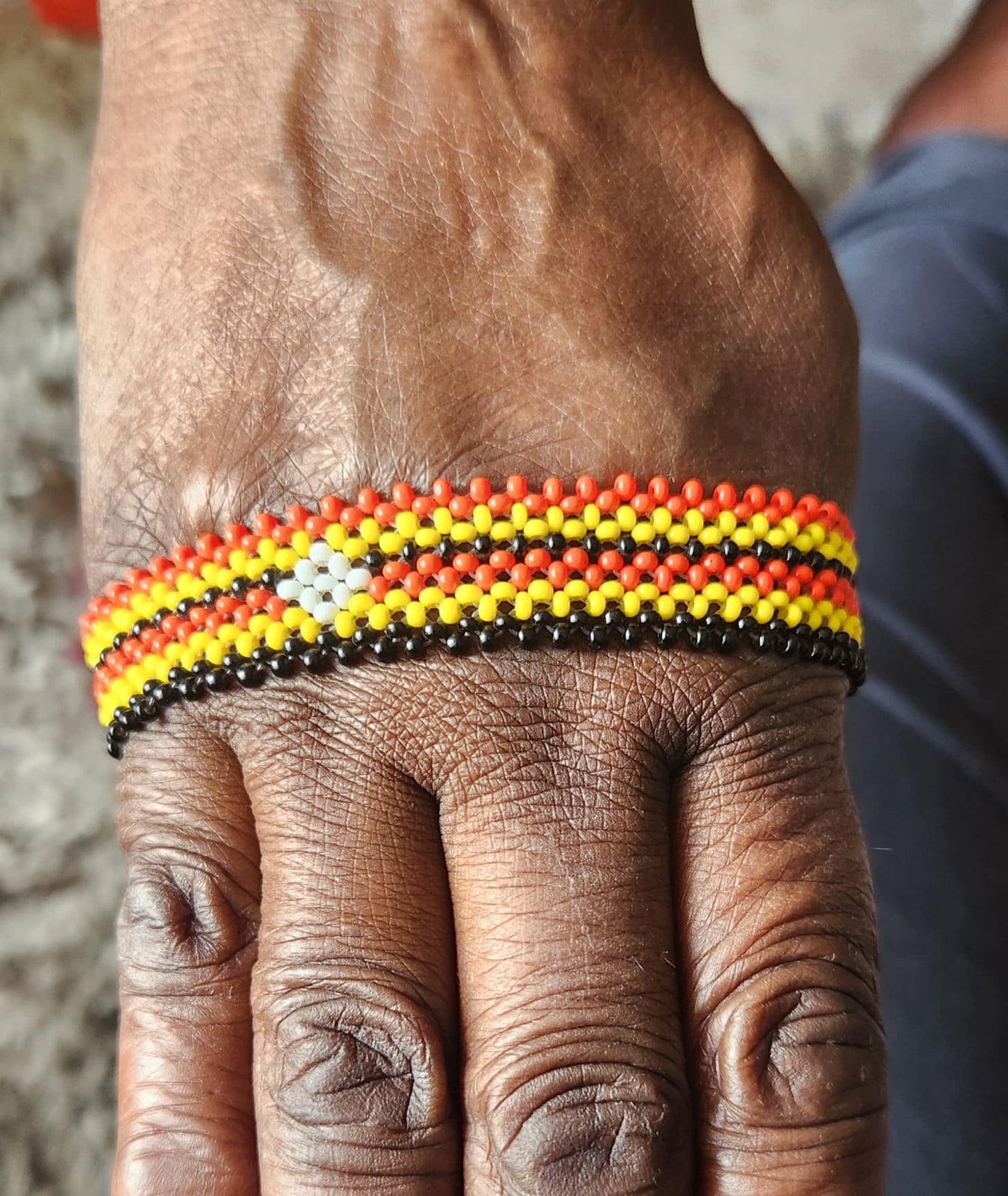 Uganda Flag Bracelet/Wrist Band/Uganda Flag Bracelet/Adjustable Beaded Bracelet.