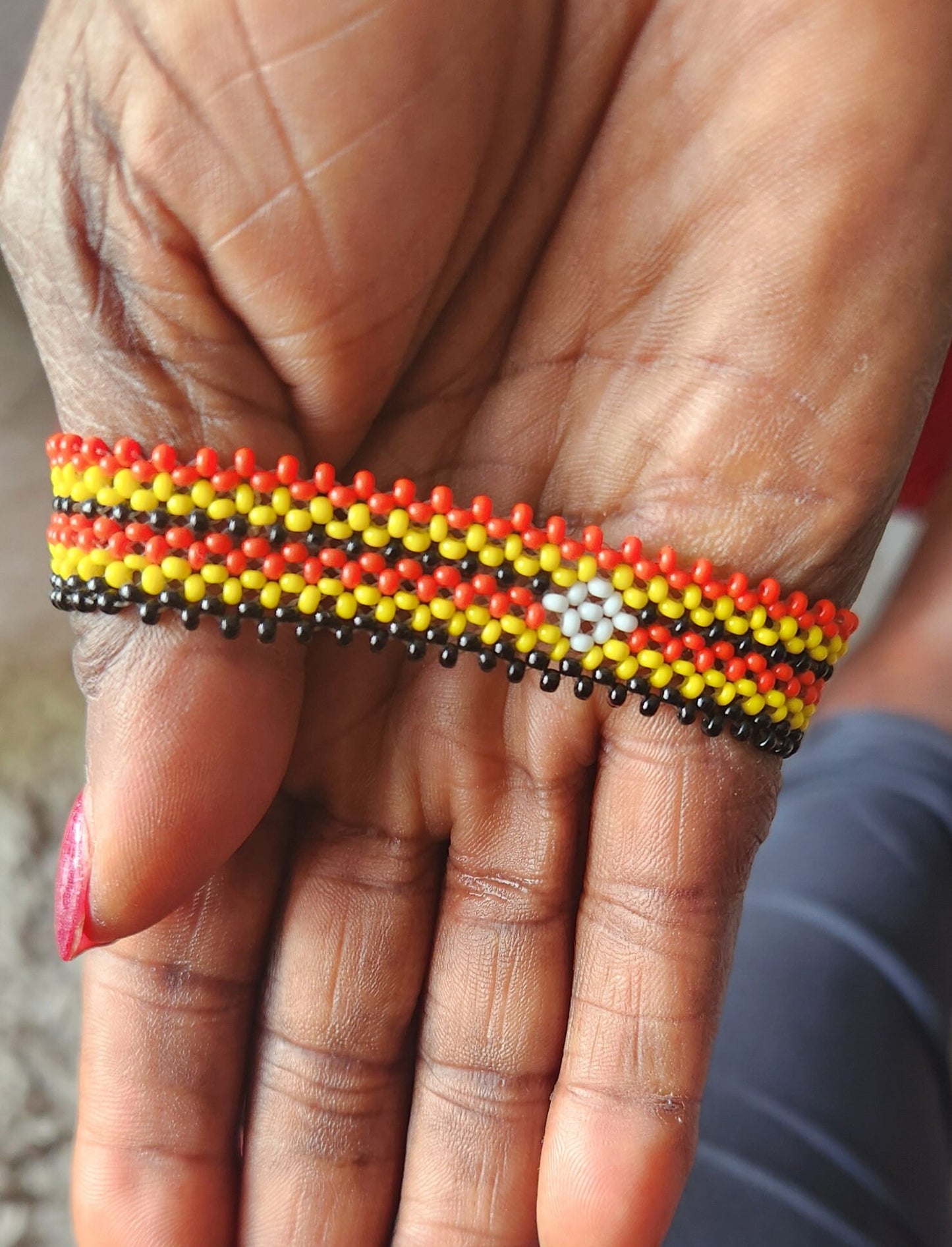 Uganda Flag Bracelet/Wrist Band/Uganda Flag Bracelet/Adjustable Beaded Bracelet.