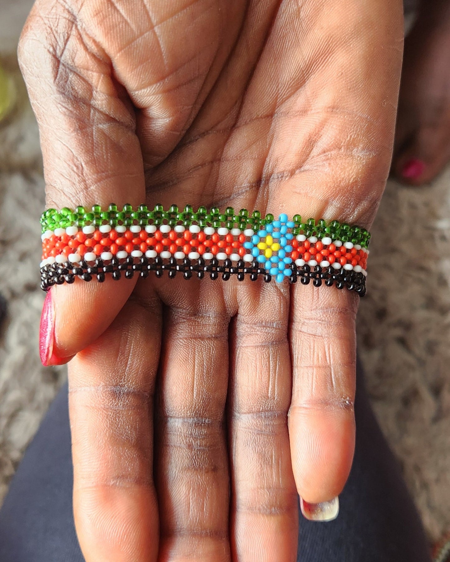 Burundi Flag Bracelet/Rwanda Flag Bracelet/Jamaica Flag Bracelet/Sudan Flag Bracelet/Jamaica Flag Bracelet. Med/Large Fishline non stretch.