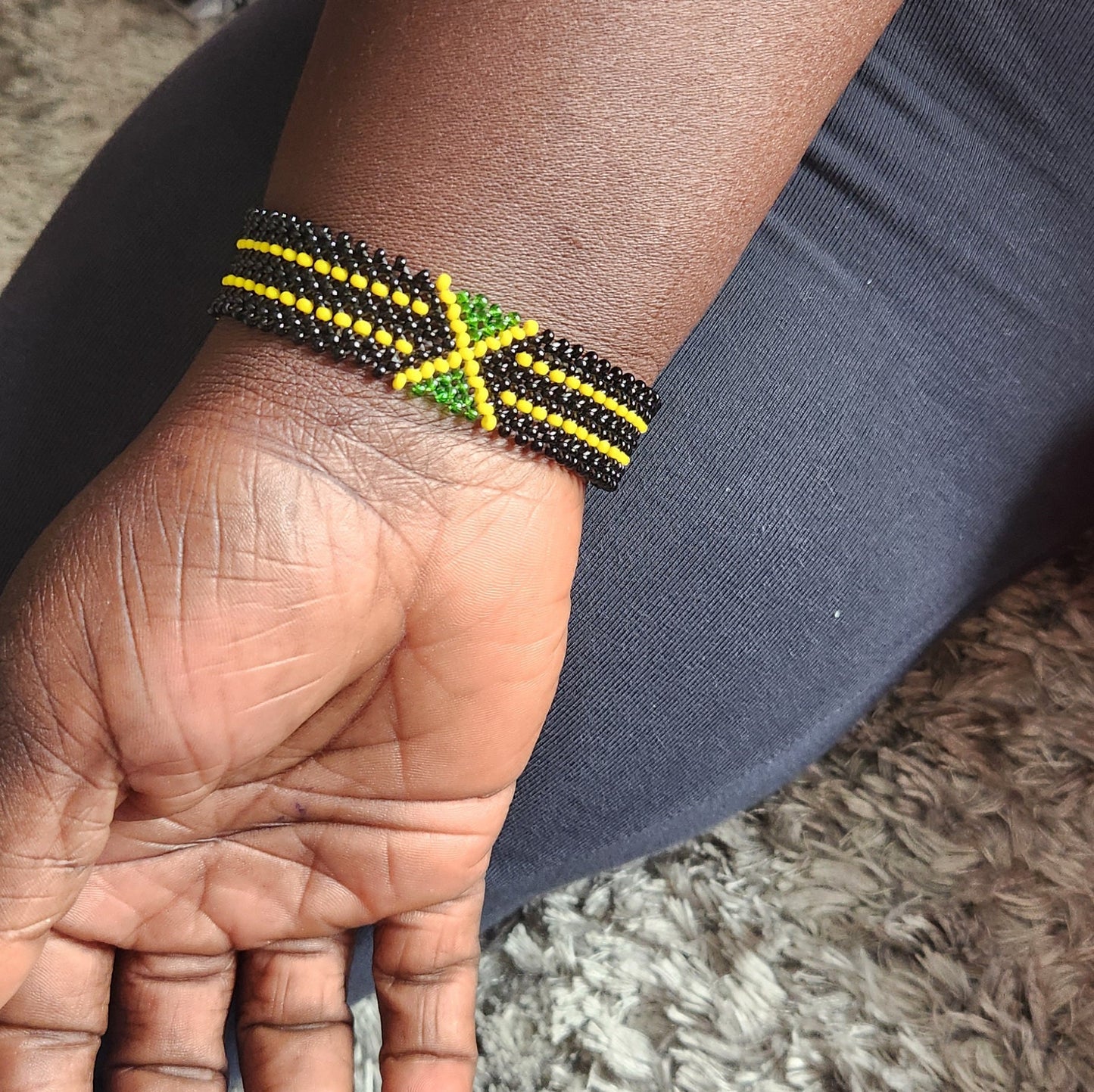 Burundi Flag Bracelet/Rwanda Flag Bracelet/Jamaica Flag Bracelet/Sudan Flag Bracelet/Jamaica Flag Bracelet. Med/Large Fishline non stretch.