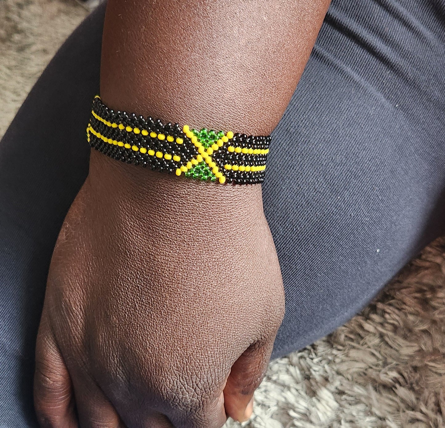 Burundi Flag Bracelet/Rwanda Flag Bracelet/Jamaica Flag Bracelet/Sudan Flag Bracelet/Jamaica Flag Bracelet. Med/Large Fishline non stretch.