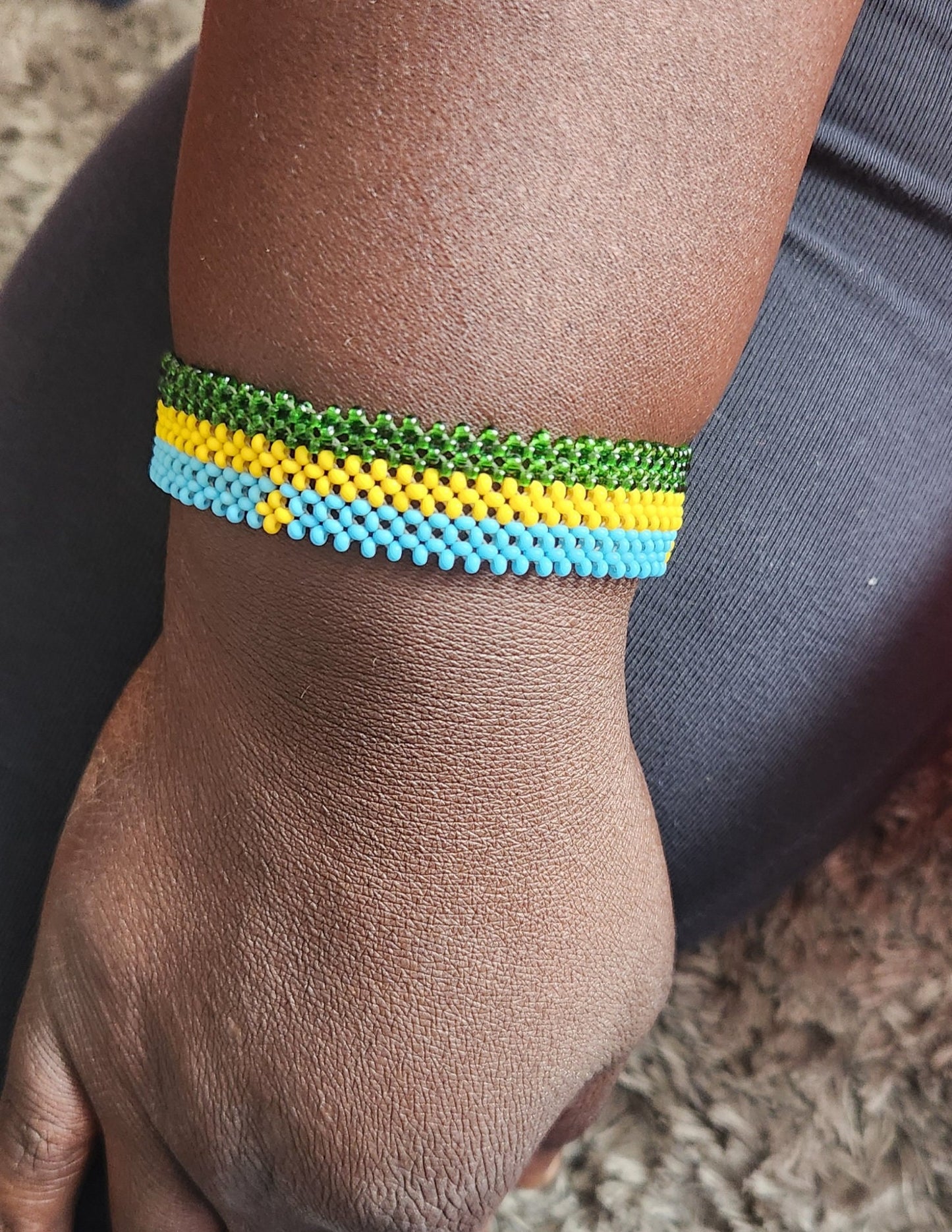 Burundi Flag Bracelet/Rwanda Flag Bracelet/Jamaica Flag Bracelet/Sudan Flag Bracelet/Jamaica Flag Bracelet. Med/Large Fishline non stretch.