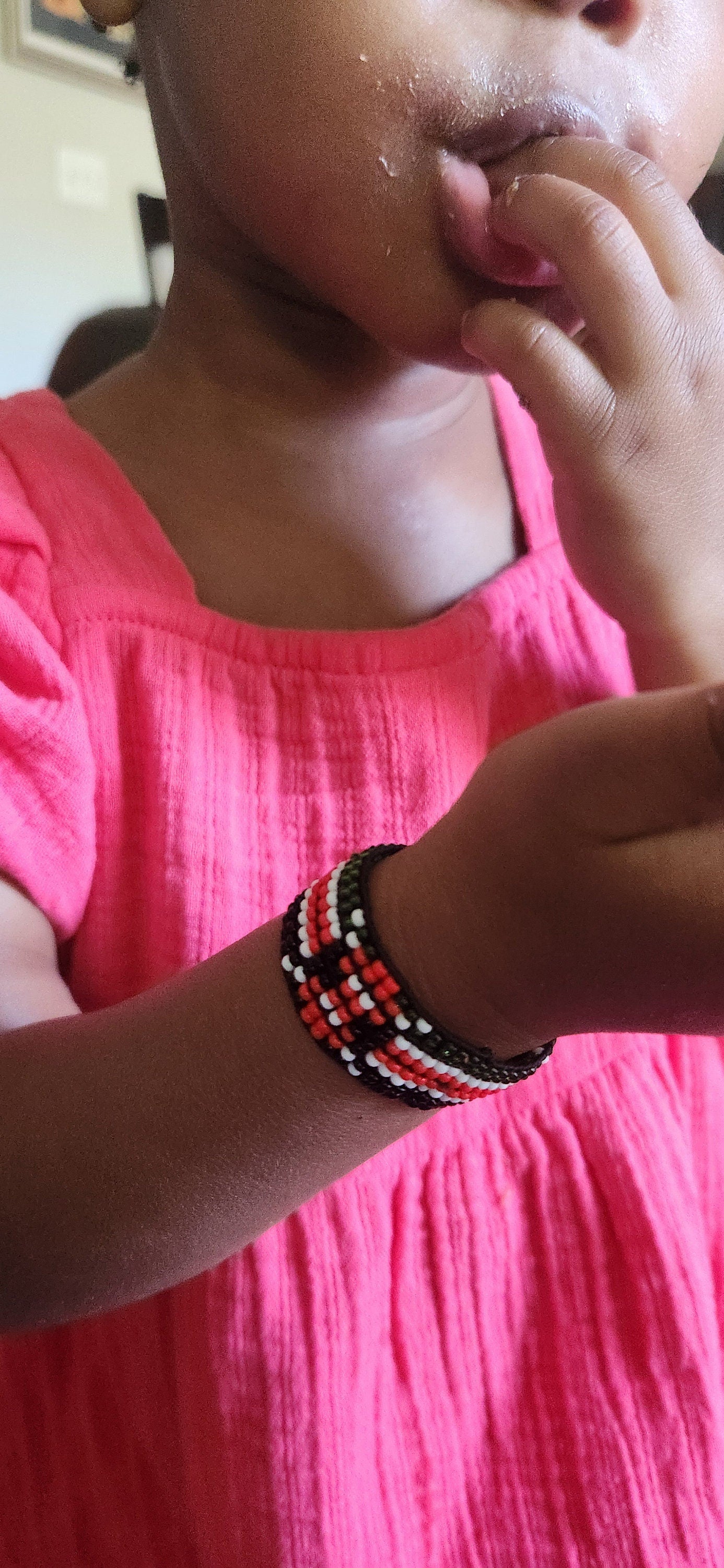 Kenyan Flag Wrist Wrap Bracelet Elastic Stretch/Masai beads/Gift idea/Kenya Flag Bracelet made by Maasai/Patriotic Bracelet.