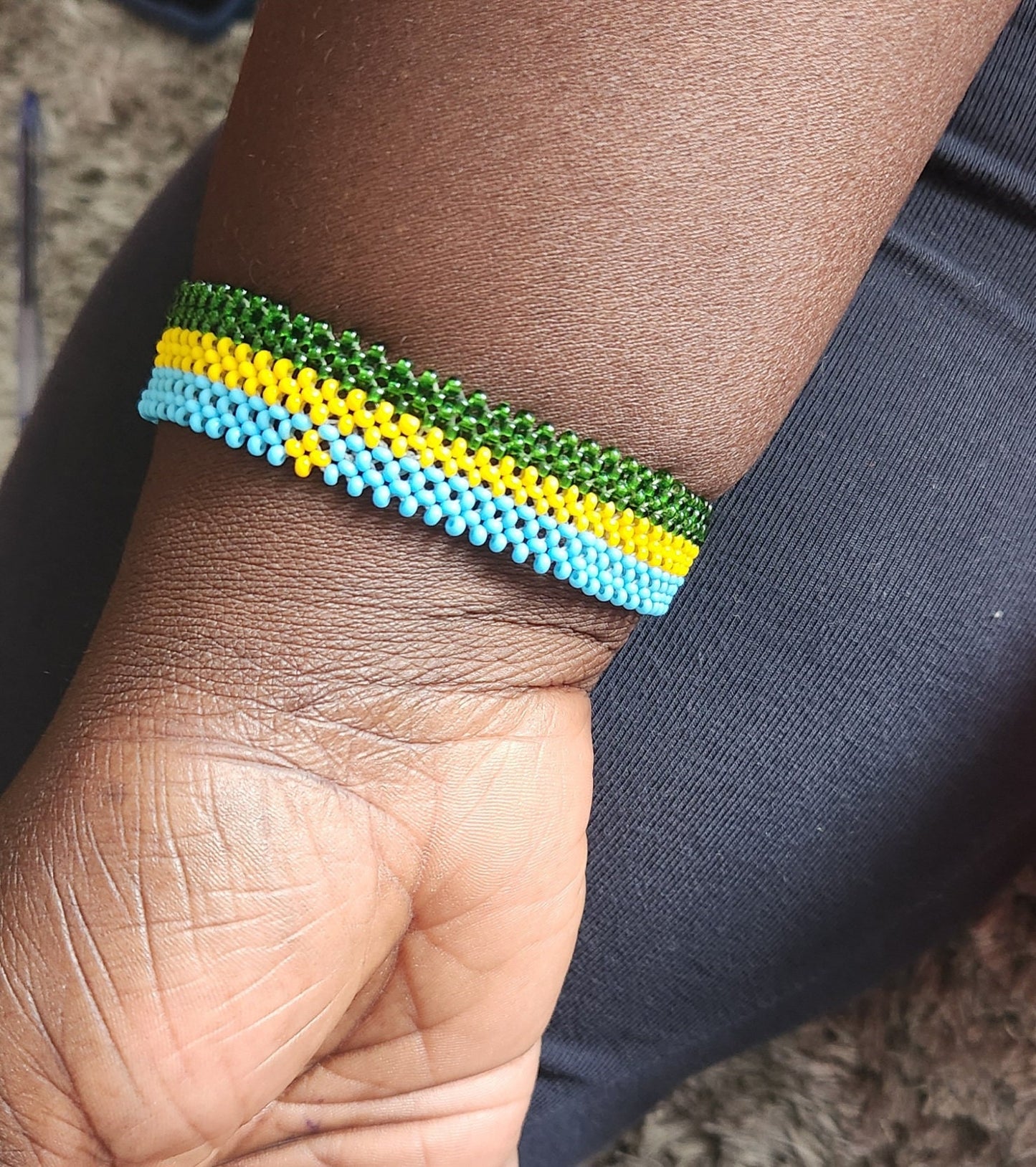 Burundi Flag Bracelet/Rwanda Flag Bracelet/Jamaica Flag Bracelet/Sudan Flag Bracelet/Jamaica Flag Bracelet. Med/Large Fishline non stretch.