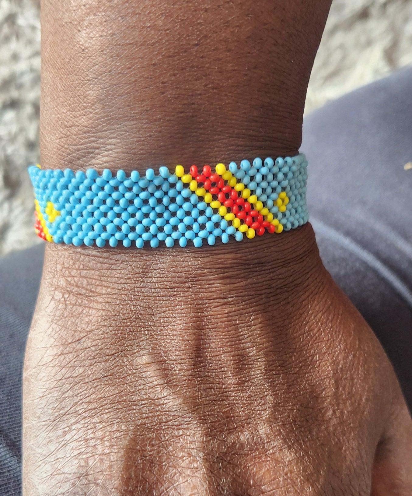 Burundi Flag Bracelet/Rwanda Flag Bracelet/Jamaica Flag Bracelet/Sudan Flag Bracelet/Jamaica Flag Bracelet. Med/Large Fishline non stretch.