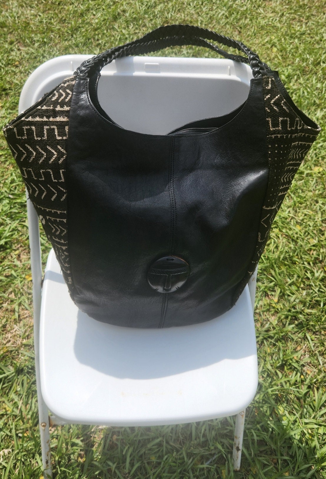 African Oversized Hobo LeatherPurse/African Overnight handbag.