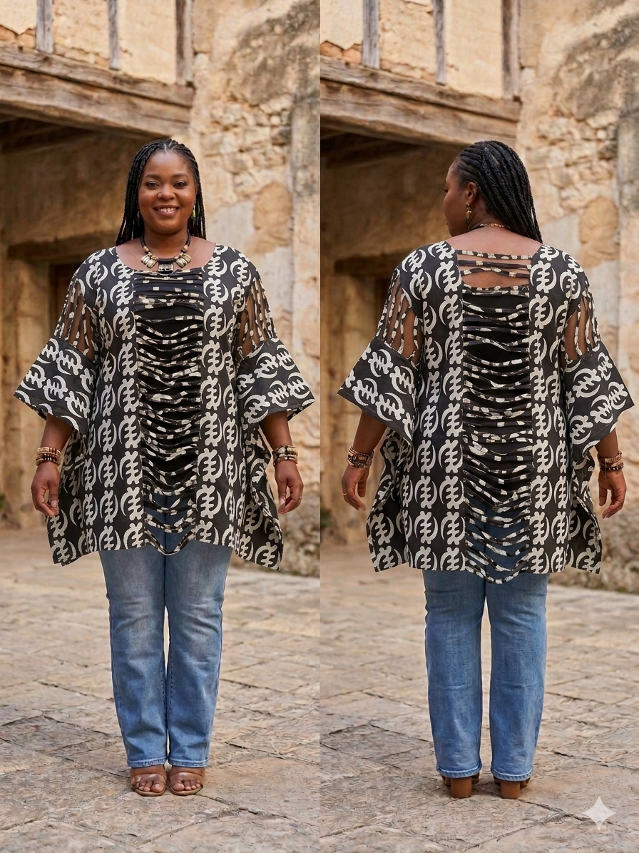 The Heritage Lattice-Cut Kaftan Tunic