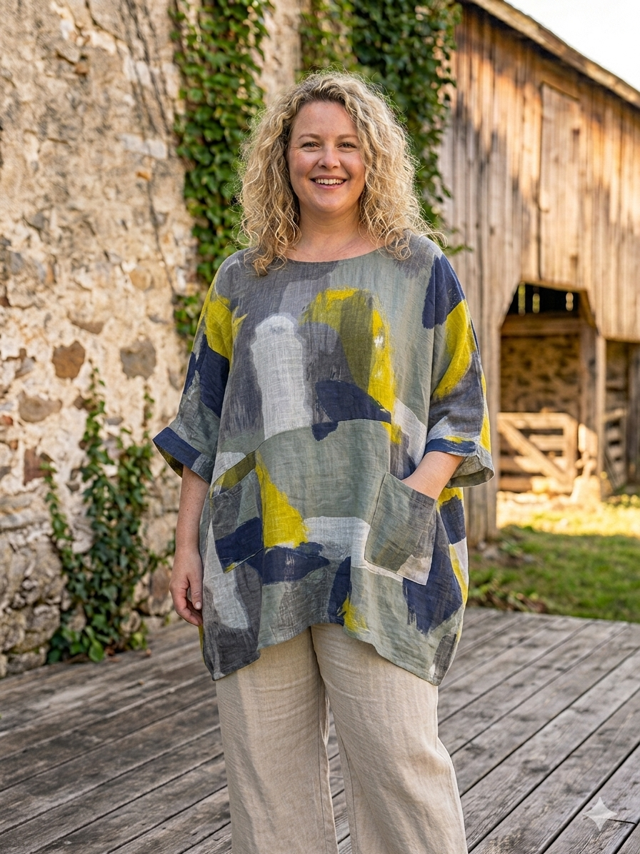 The Italian Cotton Abstract Art Tunic
