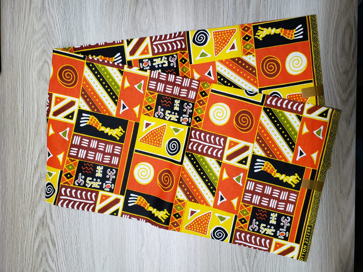 Orange Multicolor African Print Fabric