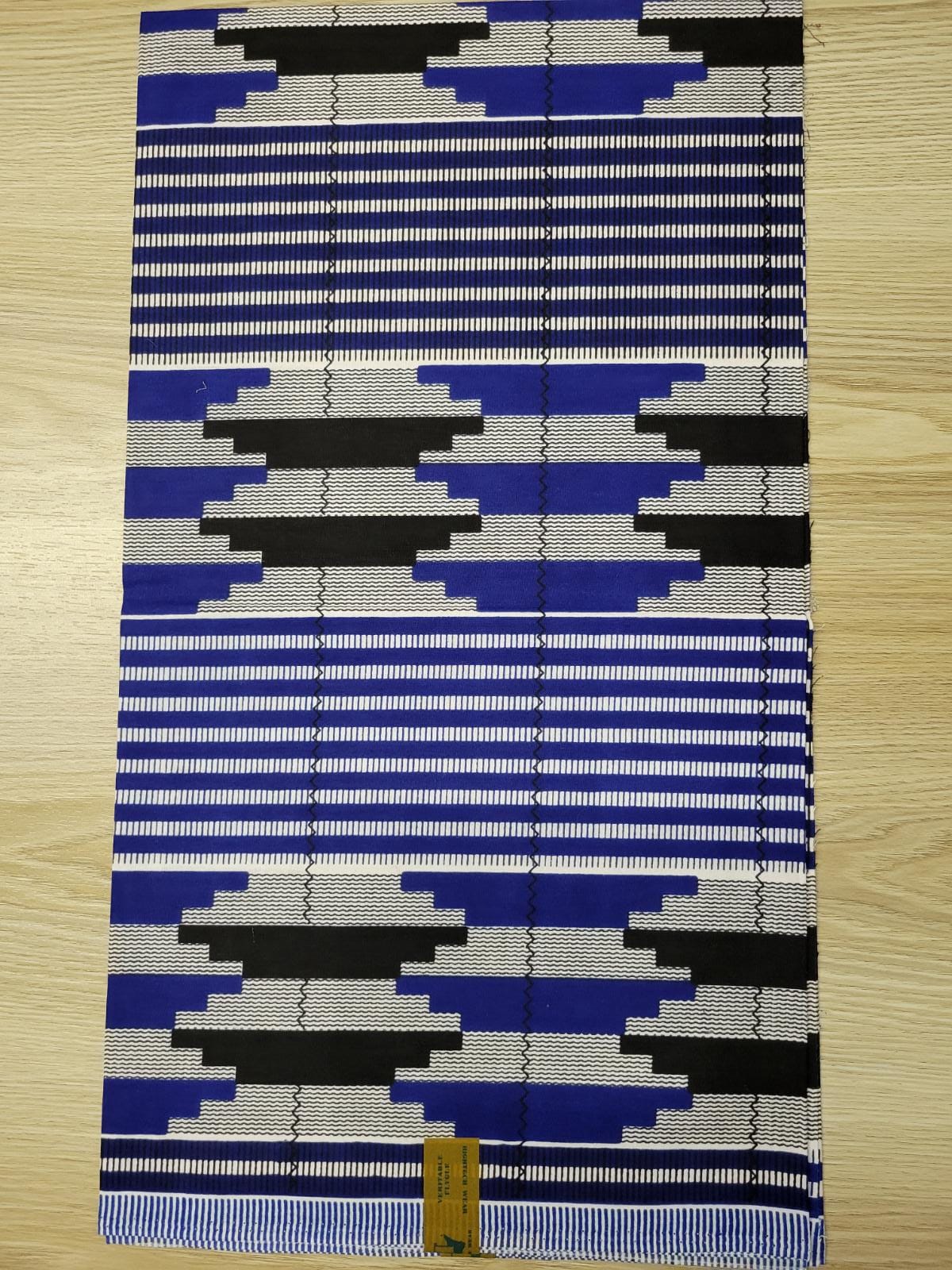 Blue Kente Print Cotton Fabric.
