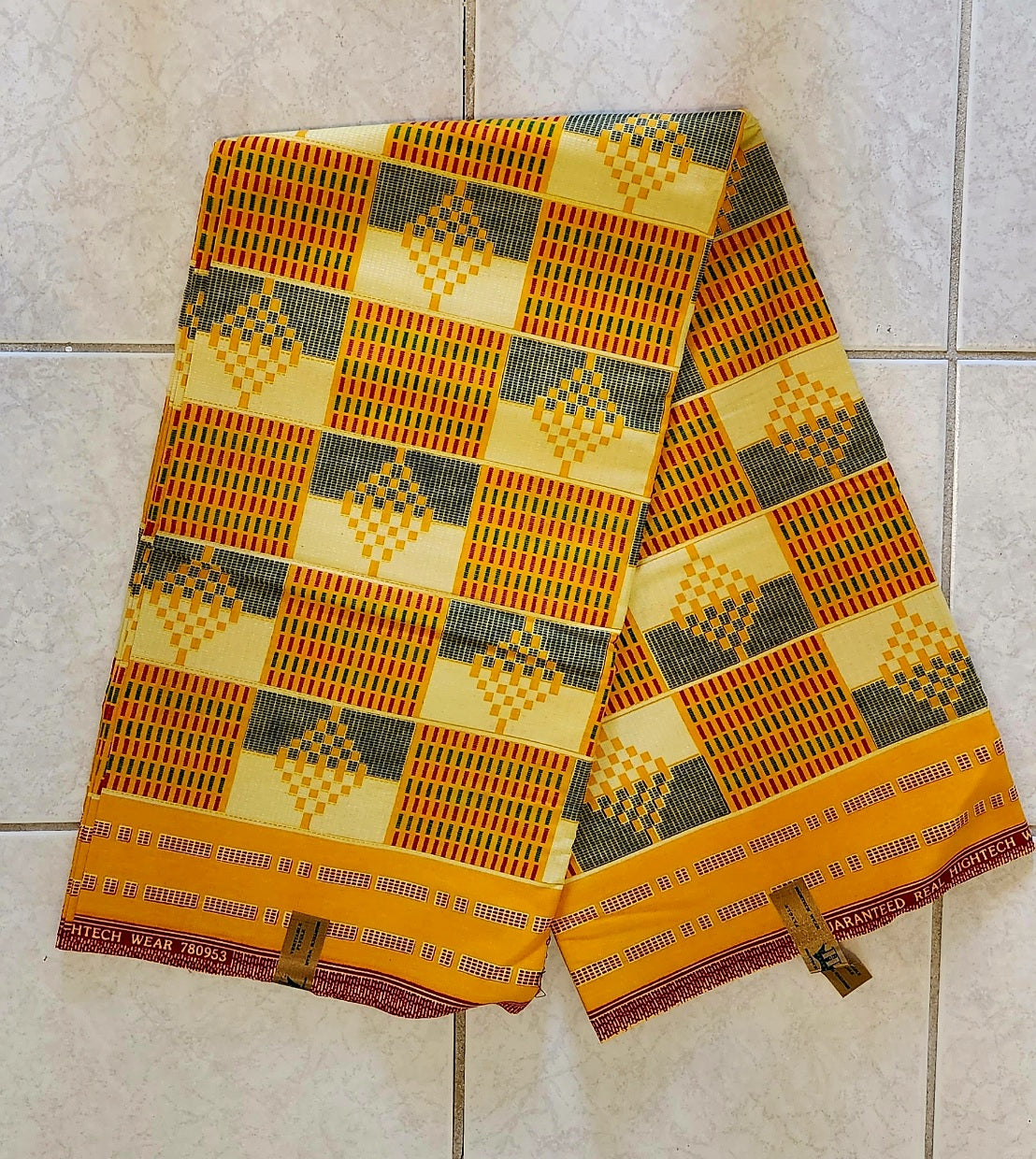 Kente Print Olive/African Print Kente Fabric 6 yards