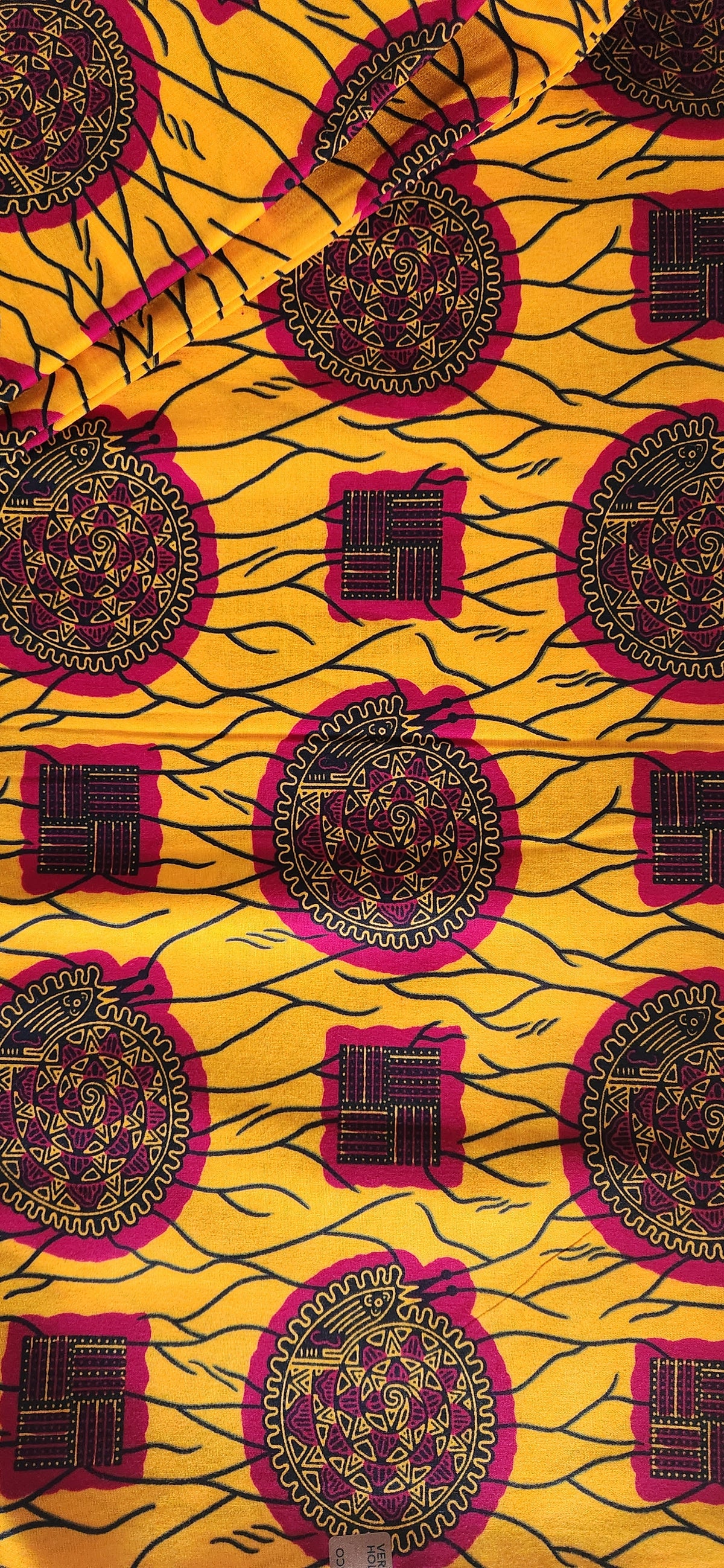 Burgundy and Yellow Cotton Fabric