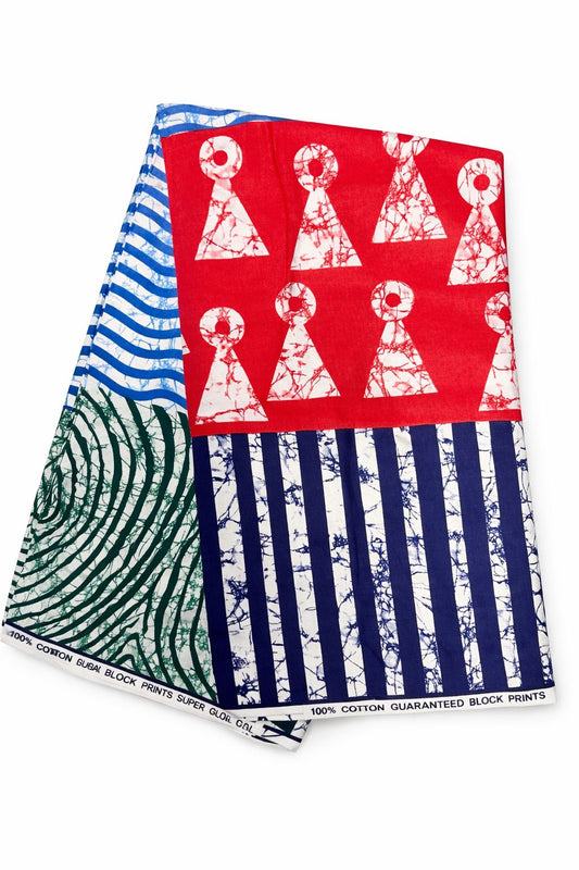 Four shades African print  cotton Fabric 6 yards