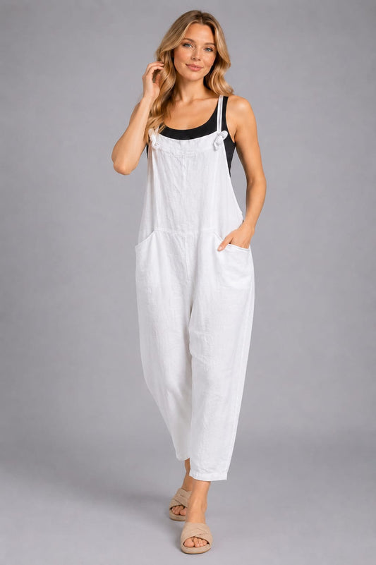 Made In Italy Solid Linen Minala Dungaree