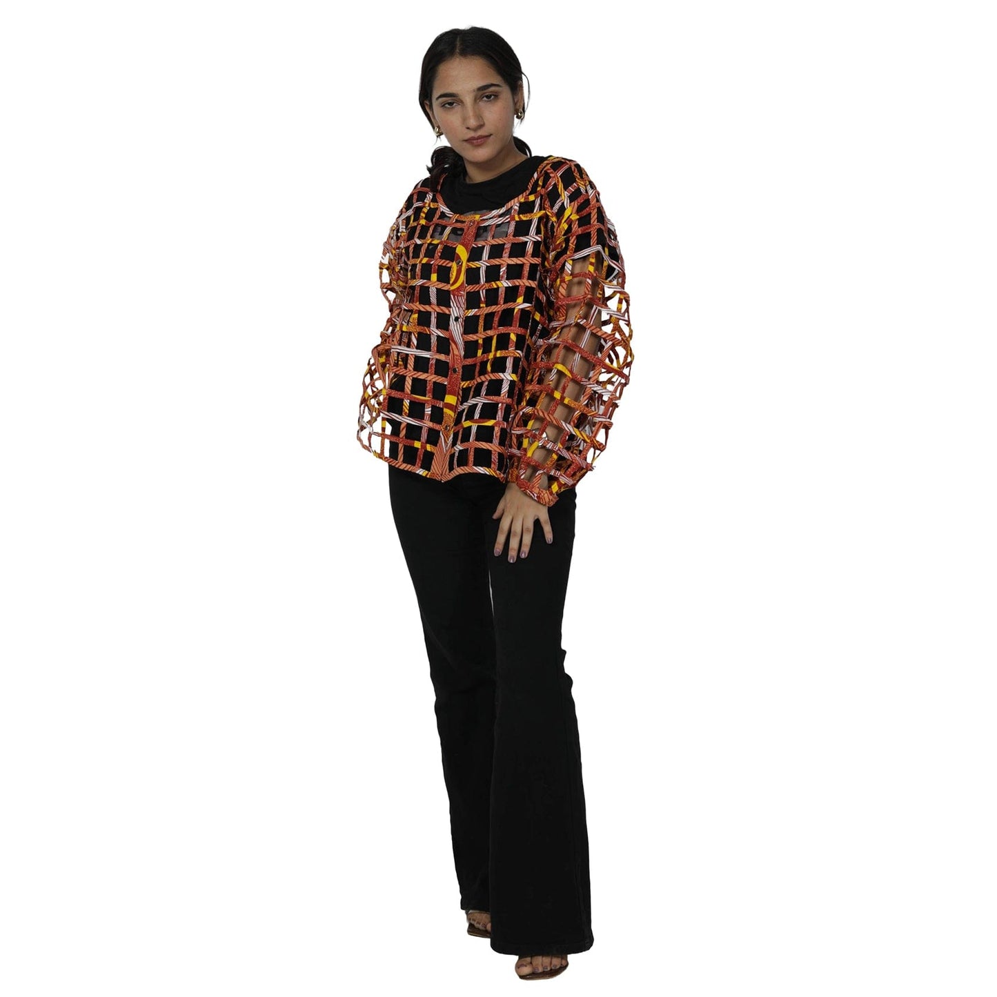 Women's Short Cage Jacket with Buttons.