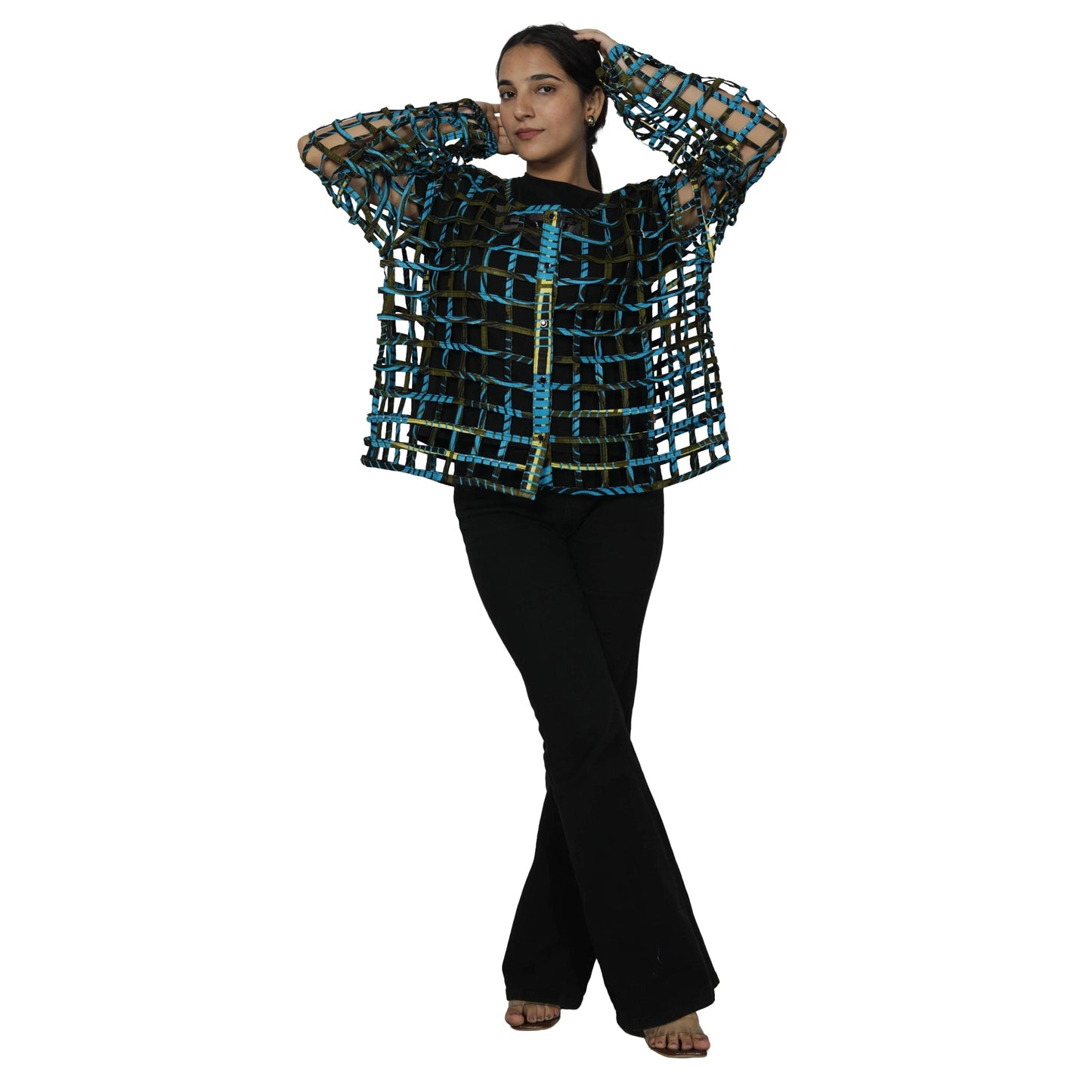 Women's Short Cage Jacket with Buttons.
