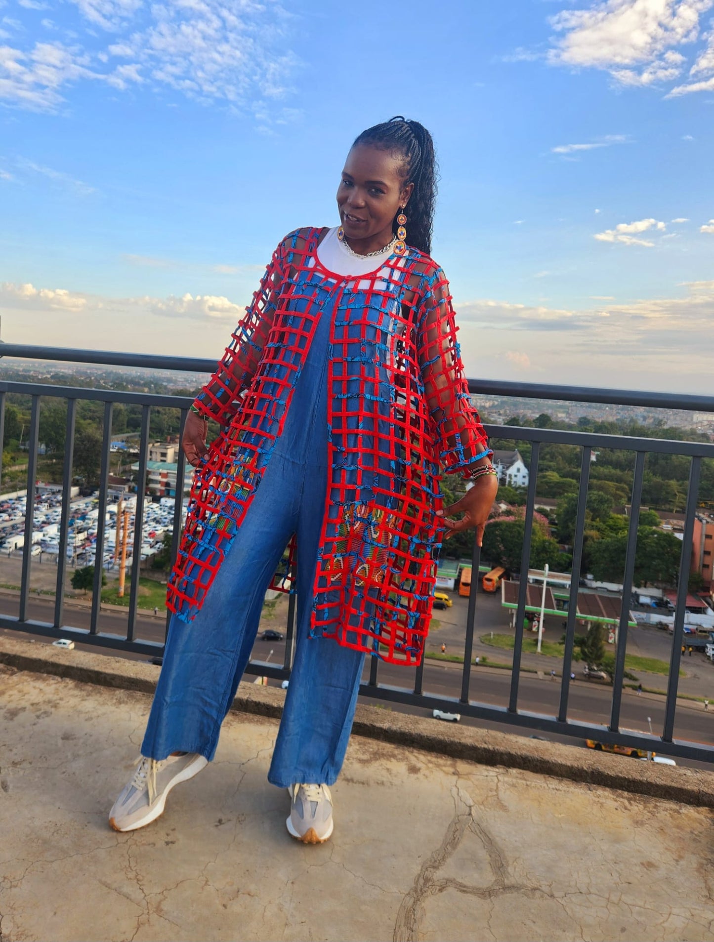 Minala Knot Braided Ankara Vest/Knee Length