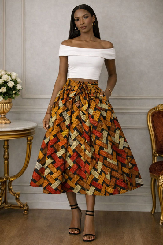 Women's African Printed High Waisted Short Skirt