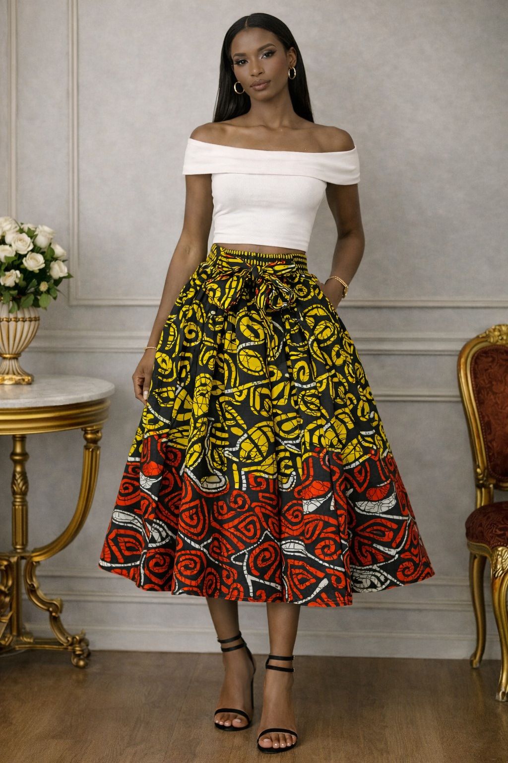 Women's African Printed High Waisted Short Skirt