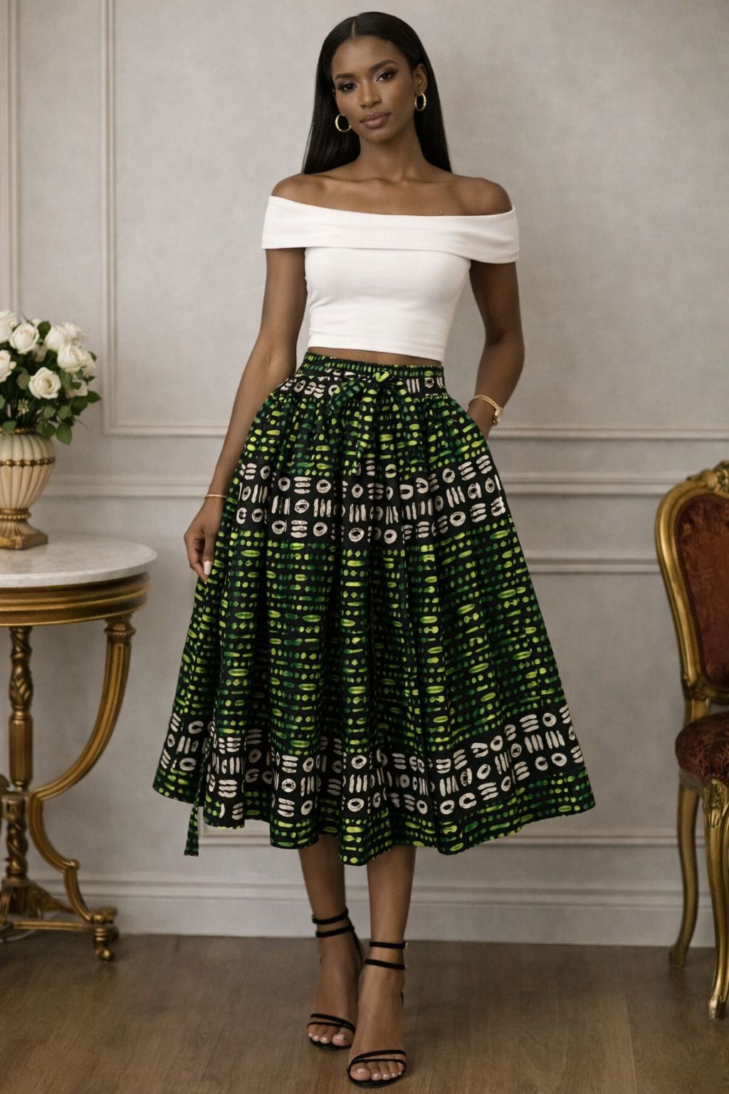 Women's African Printed High Waisted Short Skirt