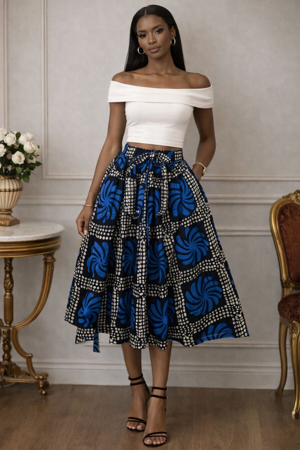 Women's African Printed High Waisted Short Skirt