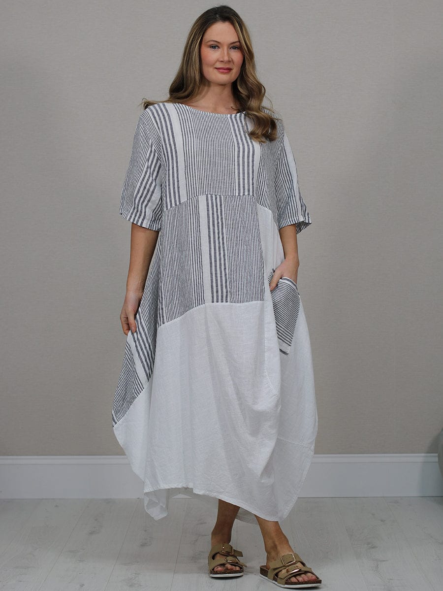Stripe Print Ladies Linen Dress