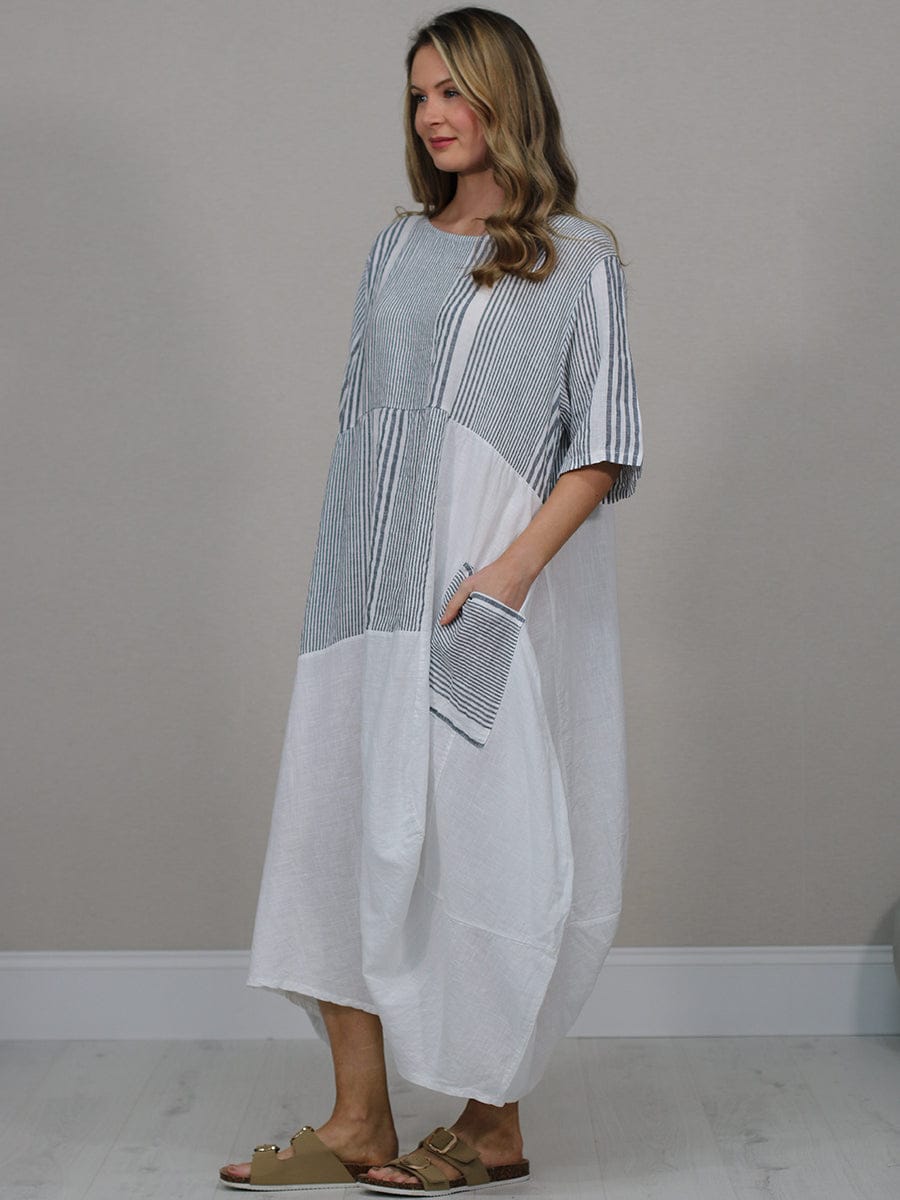 Stripe Print Ladies Linen Dress