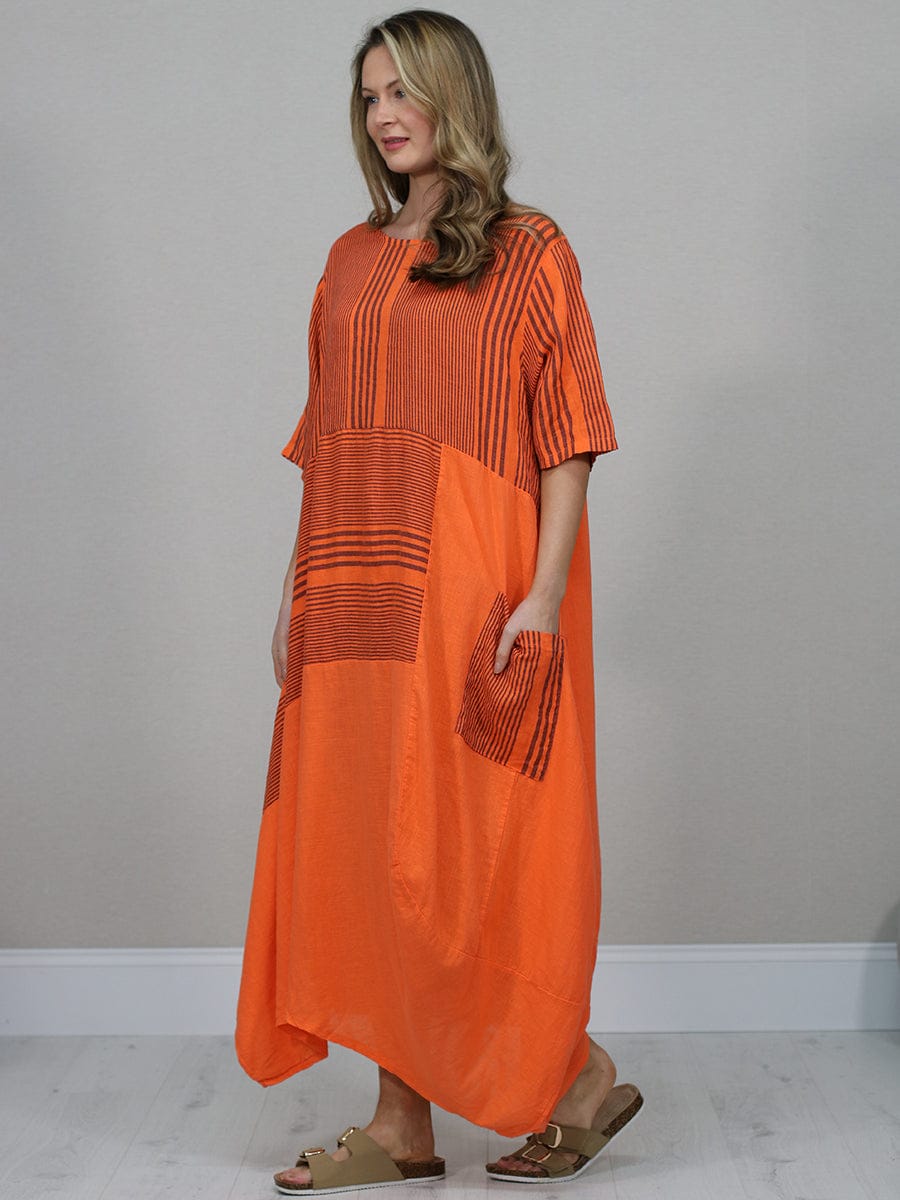 Stripe Print Ladies Linen Dress