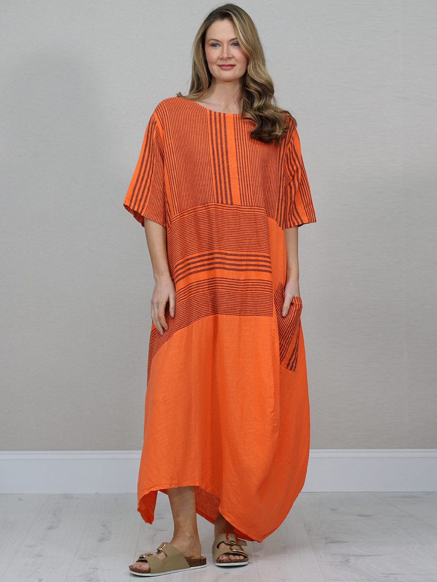 Stripe Print Ladies Linen Dress