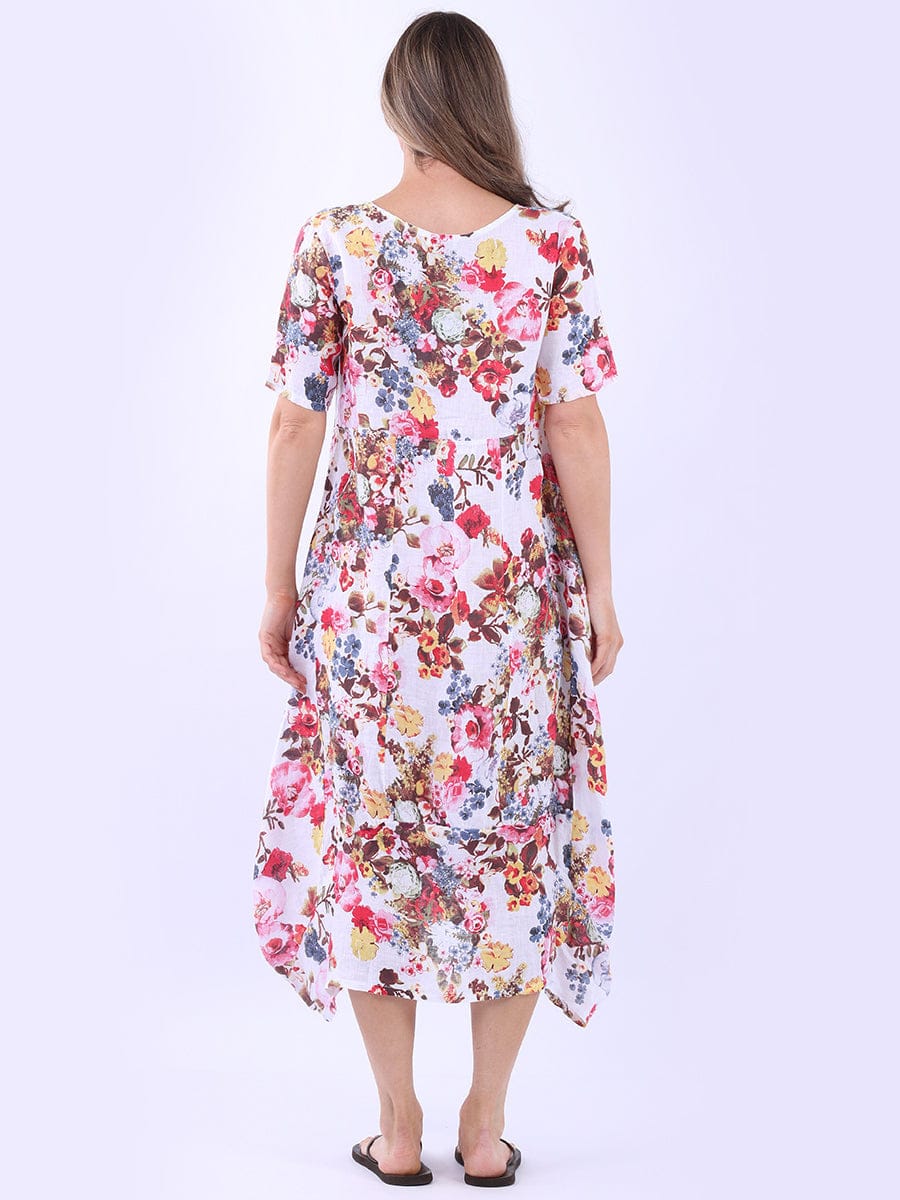 Floral Print Italian Linen Slouch Dress
