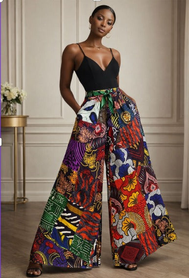 Women's Patchwork Palazzo Pants