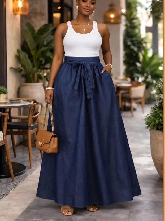 Women's Long Maxi Length Denim Skirt