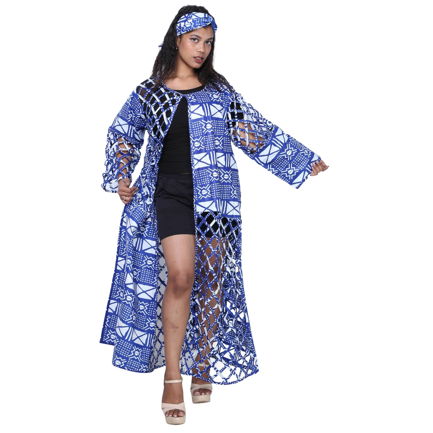 Women's Patch Printwork Cage Maxi Duster