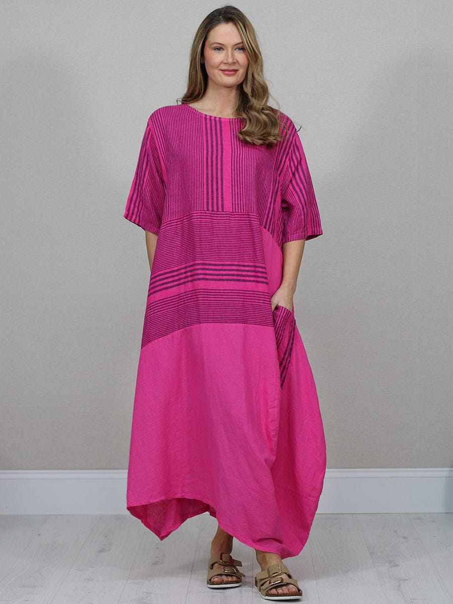 Stripe Print Ladies Linen Dress