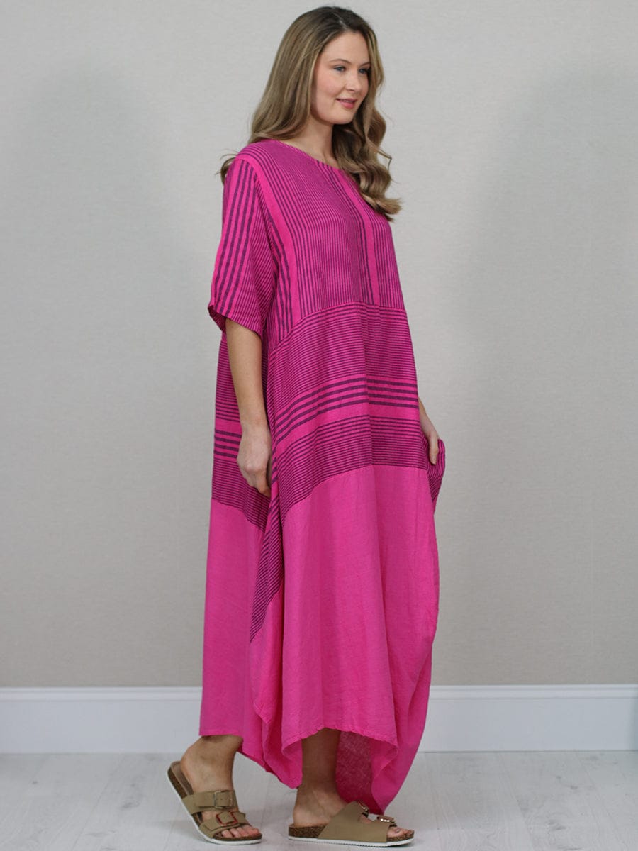 Stripe Print Ladies Linen Dress