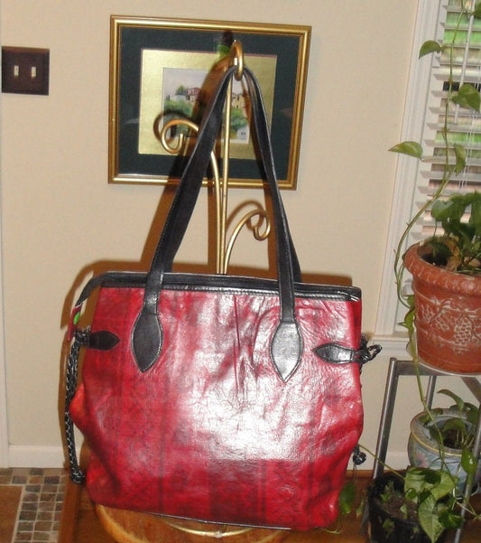 African Mudprint Leather Tote