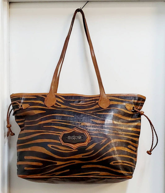 Animal Print Leather bag/Fur Leather Tote Hobo Handmade bags Purses