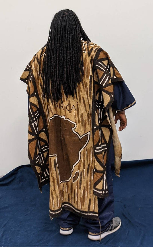 African Mudcloth Bambara Bogolan Grand Bubu Full Poncho Kaftan, Finest Quality/Men/Unisex