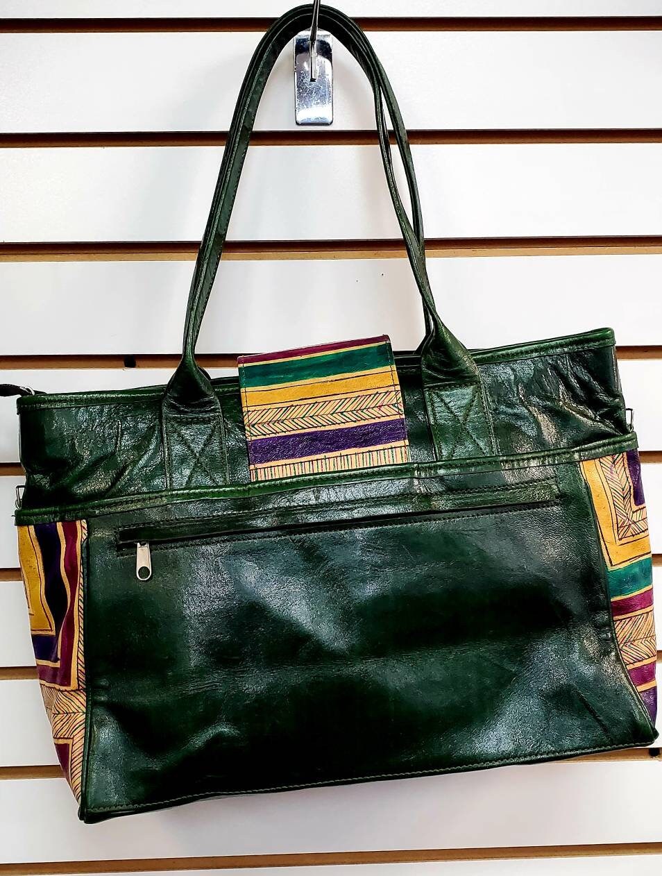 Exclusive Ethnic Bohemian African Leather tote Women bag Purse with Ebony Closure.